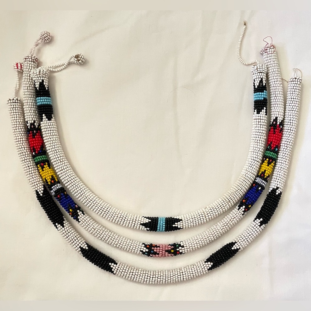 3 African Zulu Handcrafted Beaded Necklaces - Closures Need Repair